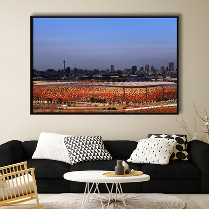 Soccer City South Africa, Stadium Canvas, Sport Art, Fan Gifts, Framed Canvas Print Wall Art, Floating Frame