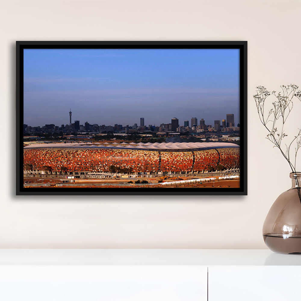 Soccer City South Africa, Stadium Canvas, Sport Art, Fan Gifts, Framed Canvas Print Wall Art, Floating Frame