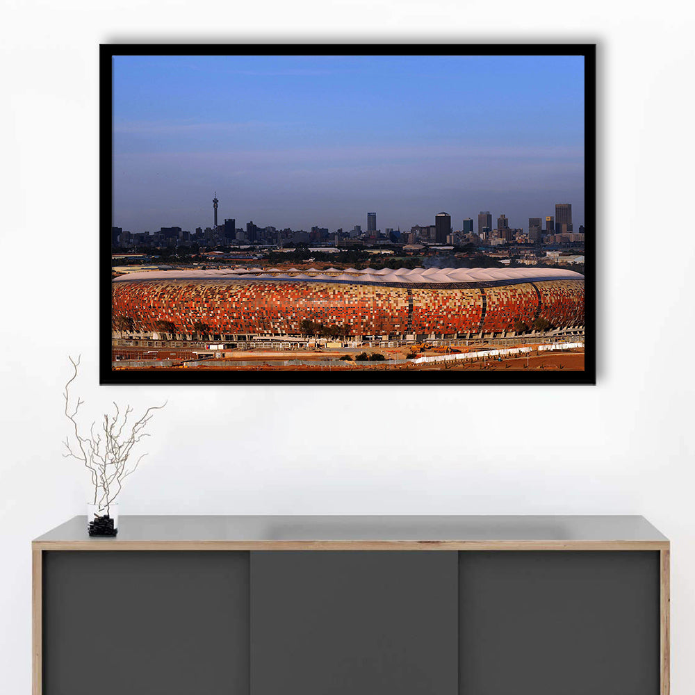Soccer City South Africa, Stadium Canvas, Sport Art, Fan Gifts, Framed Art Print Wall Decor, Picture Framed
