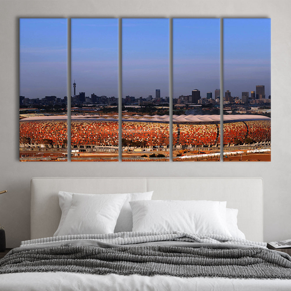 Soccer City South Africa, Stadium Canvas, Sport Art, Fan Gifts, 5 Panel B, Extra Large Canvas, Canvas Print Wall Art