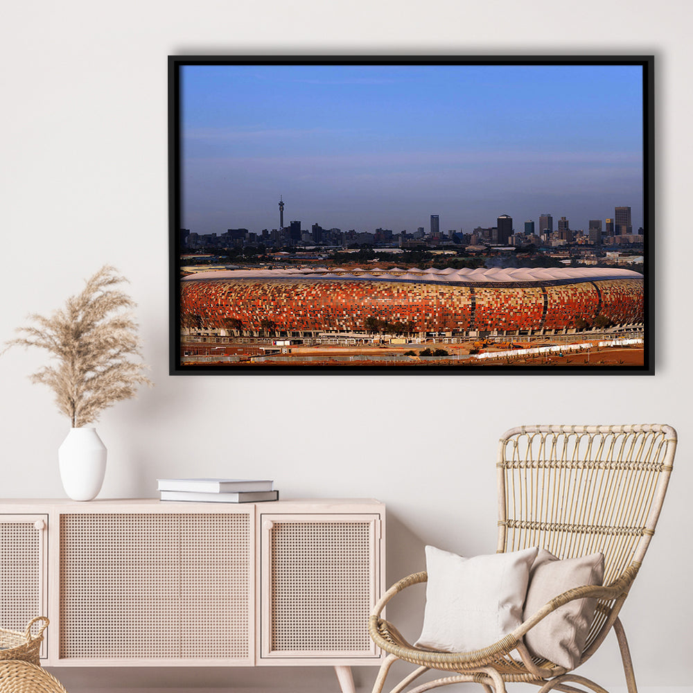Soccer City South Africa, Stadium Canvas, Sport Art, Fan Gifts, Framed Canvas Print Wall Art, Floating Frame