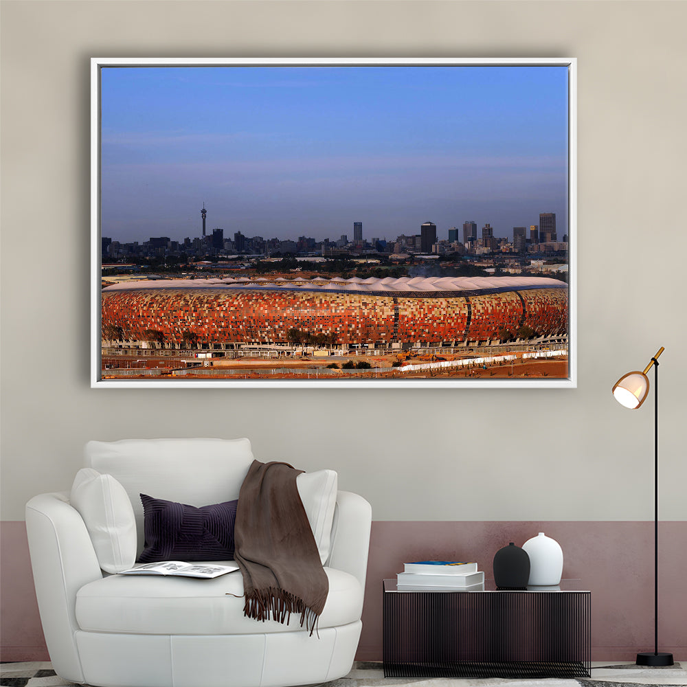 Soccer City South Africa, Stadium Canvas, Sport Art, Fan Gifts, Framed Canvas Print Wall Art, Floating Frame