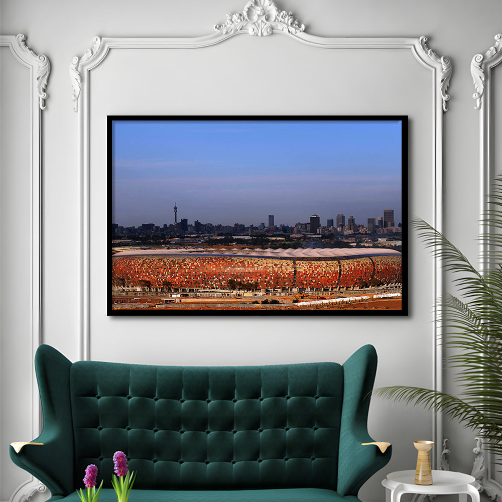 Soccer City South Africa, Stadium Canvas, Sport Art, Fan Gifts, Framed Art Print Wall Decor, Picture Framed