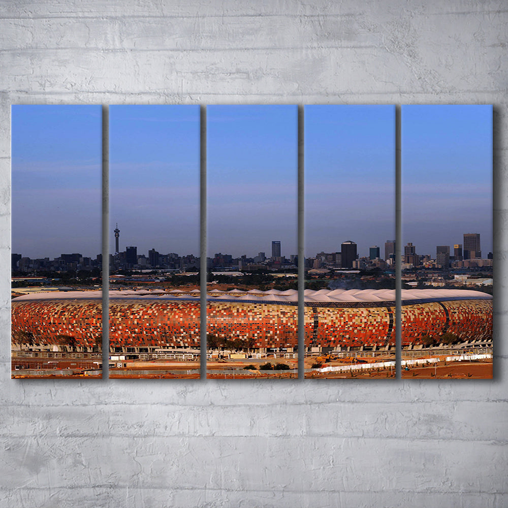 Soccer City South Africa, Stadium Canvas, Sport Art, Fan Gifts, 5 Panel B, Extra Large Canvas, Canvas Print Wall Art