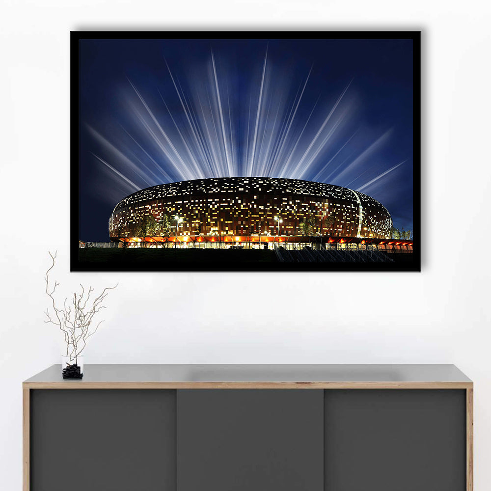 Soccer City South Africa, Stadium Canvas, Sport Art, Gift for him, Framed Art Print Wall Decor, Picture Framed