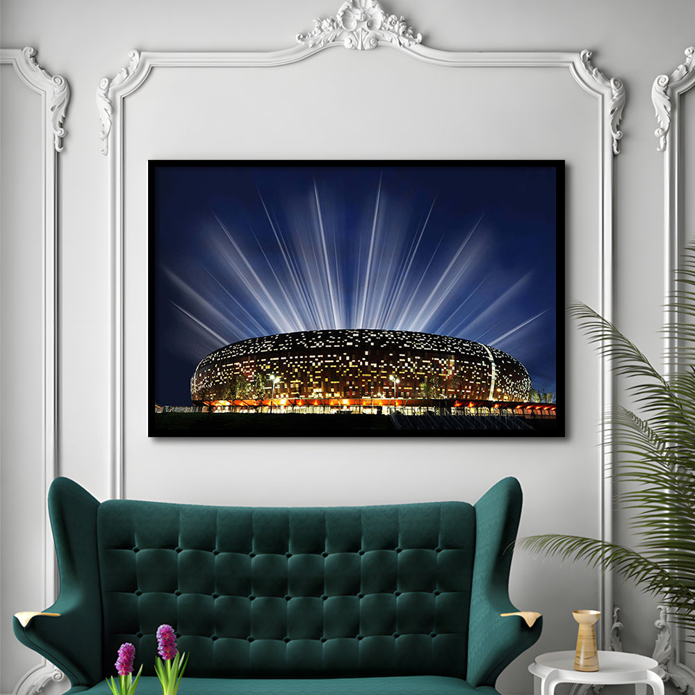 Soccer City South Africa, Stadium Canvas, Sport Art, Gift for him, Framed Art Print Wall Decor, Picture Framed
