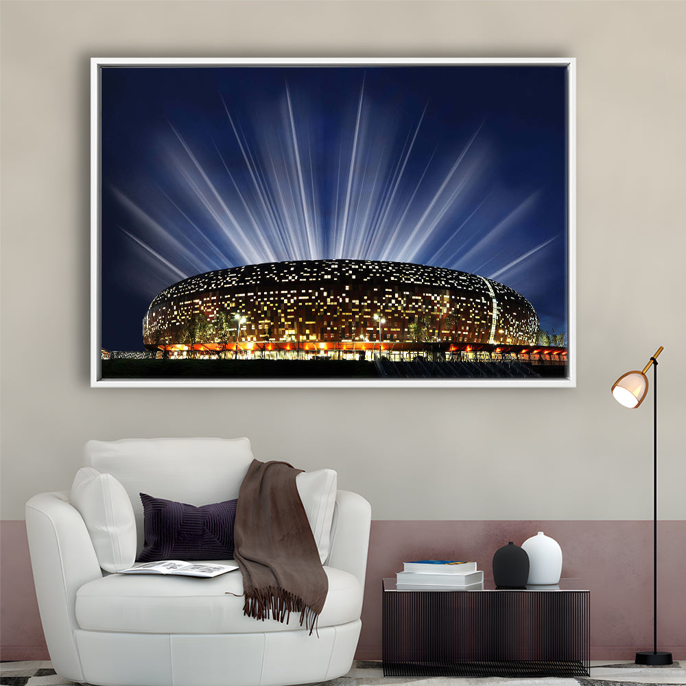 Soccer City South Africa, Stadium Canvas, Sport Art, Framed Canvas Print Wall Art, Floating Frame