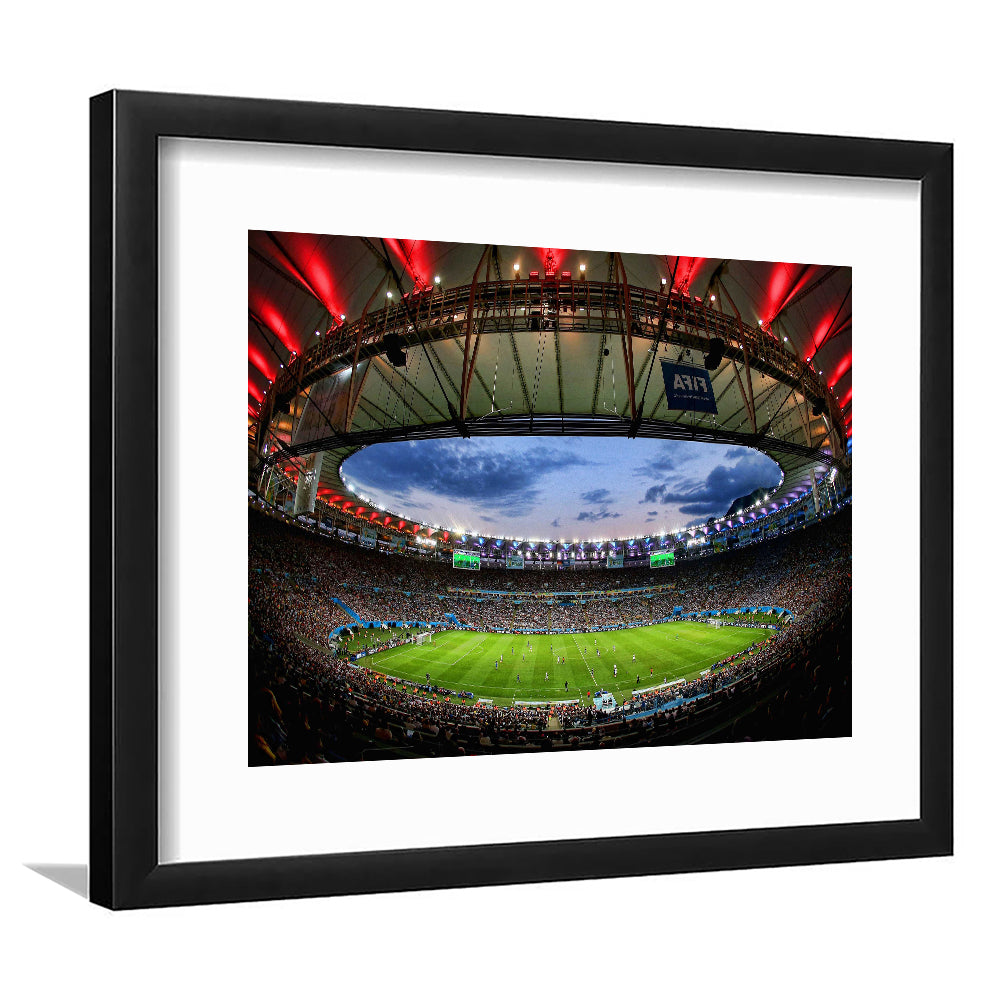 Soccer Stadium, Stadium Canvas, Sport Art, Gift for him, White Border Framed Art Print Wall Decor