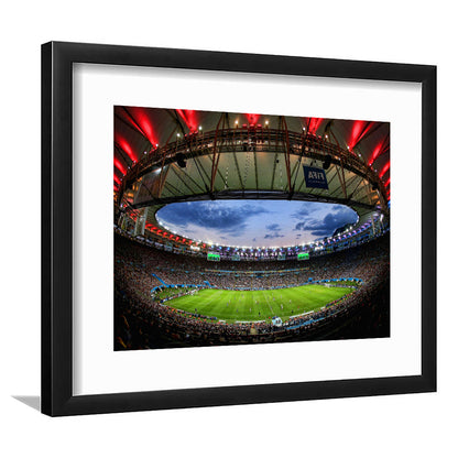 Soccer Stadium, Stadium Canvas, Sport Art, Gift for him, White Border Framed Art Print Wall Decor