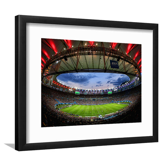 Soccer Stadium, Stadium Canvas, Sport Art, Gift for him, White Border Framed Art Print Wall Decor