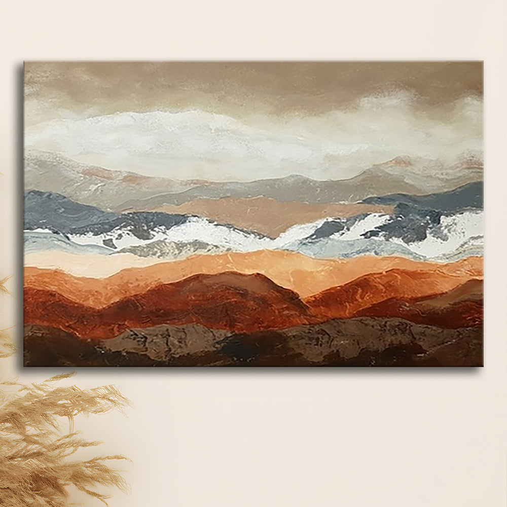 Soft Mountain View Large Stretched Canvas Floating Frame Wall Art Print, Cavas Print Wall Art Hom Decor