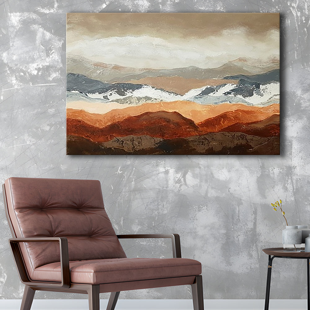 Soft Mountain View Large Stretched Canvas Floating Frame Wall Art Print, Cavas Print Wall Art Hom Decor