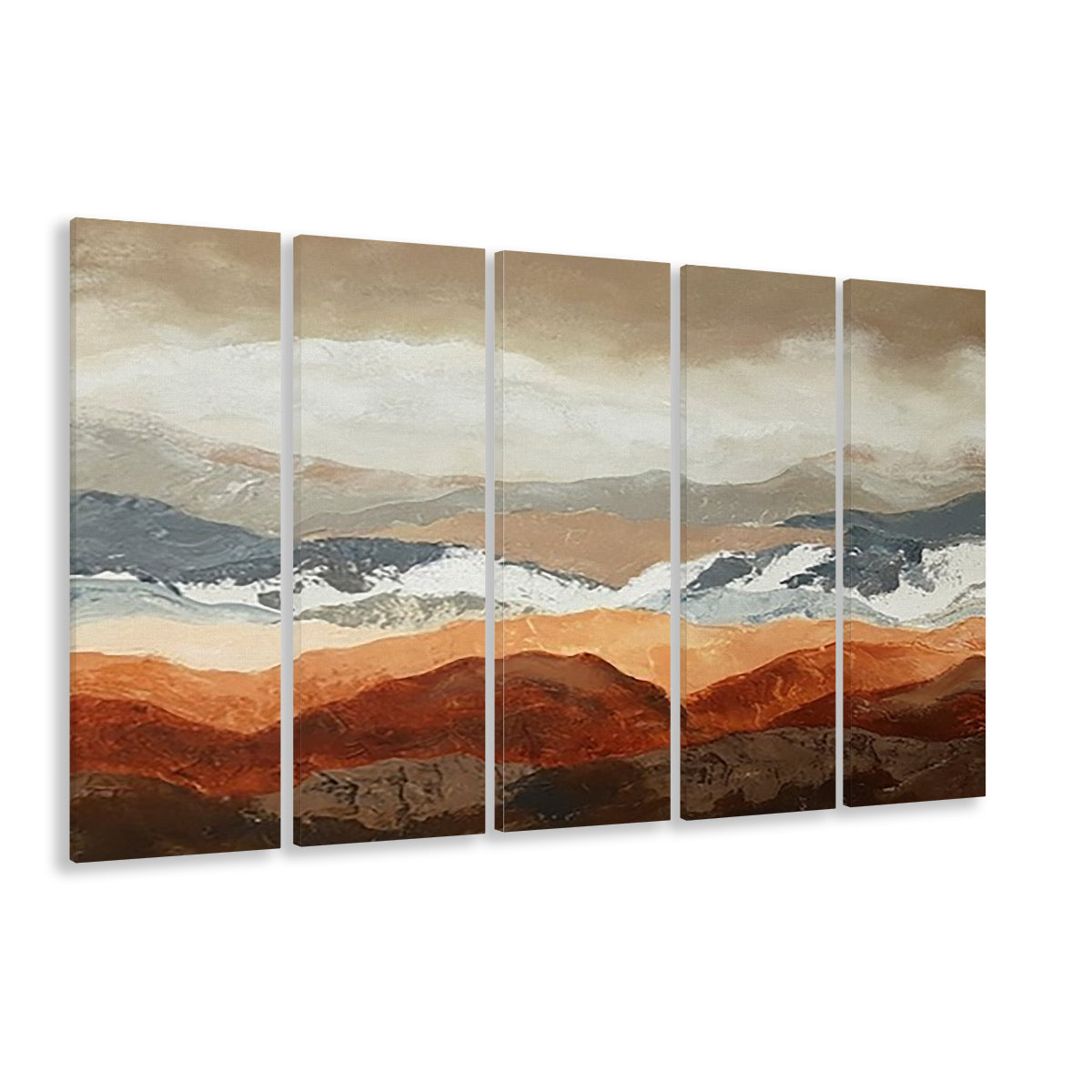 Soft Mountain View Large Stretched Canvas Floating Frame Wall Art Print, 5 Piece B Extra Large Cavas Print Wall Art Decor