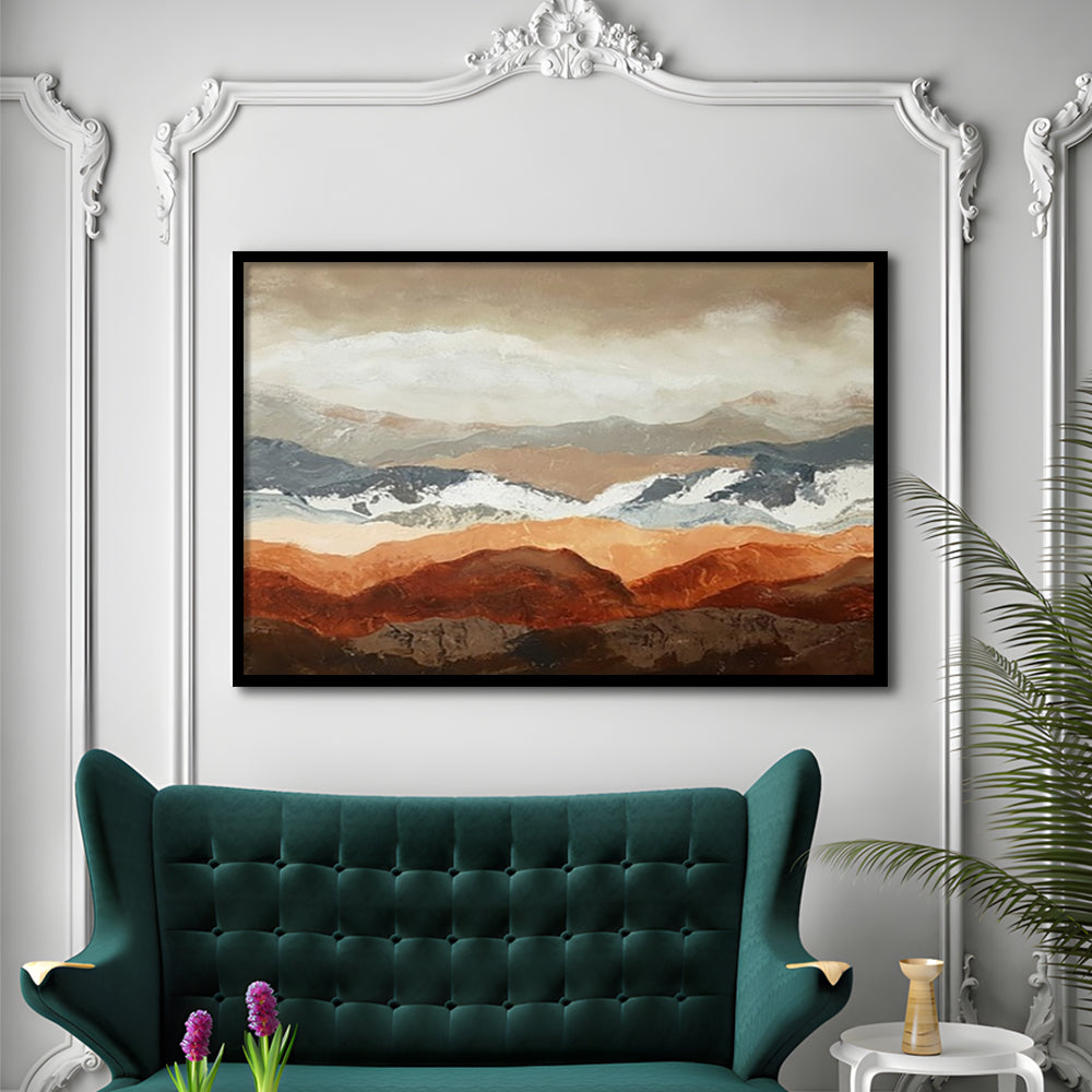 Soft Mountain View LargeArt Prints Floating Frame Wall Art Print, Framed Art Print, Picture Framed