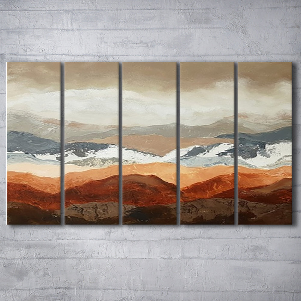 Soft Mountain View Large Stretched Canvas Floating Frame Wall Art Print, 5 Piece B Extra Large Cavas Print Wall Art Decor