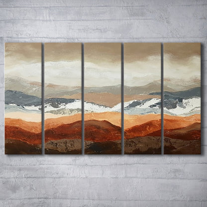 Soft Mountain View Large Stretched Canvas Floating Frame Wall Art Print, 5 Piece B Extra Large Cavas Print Wall Art Decor