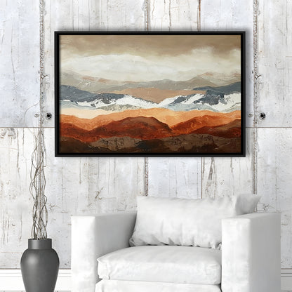 Soft Mountain View Large Stretched Canvas Floating Frame Wall Art Print, Framed Cavas Print, Floating Frame