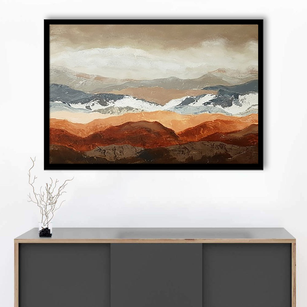 Soft Mountain View LargeArt Prints Floating Frame Wall Art Print, Framed Art Print, Picture Framed