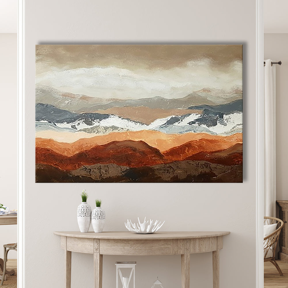 Soft Mountain View Large Stretched Canvas Floating Frame Wall Art Print, Cavas Print Wall Art Hom Decor