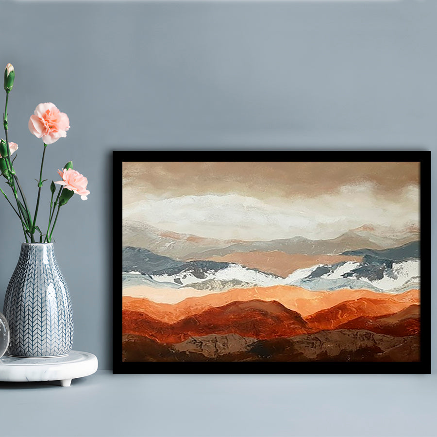 Soft Mountain View LargeArt Prints Floating Frame Wall Art Print, Framed Art Print, Picture Framed