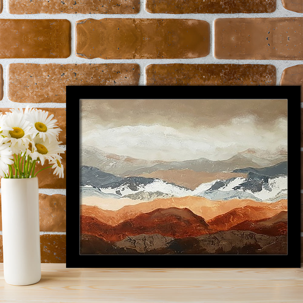 Soft Mountain View LargeArt Prints Floating Frame Wall Art Print, Framed Art Print, Picture Framed