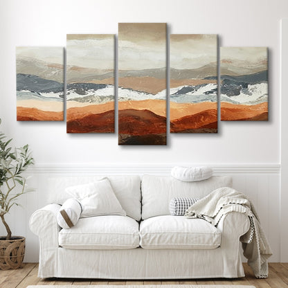 Soft Mountain View Large Stretched Canvas Floating Frame Wall Art Print, 5 Piece Large Cavas Print Wall Art