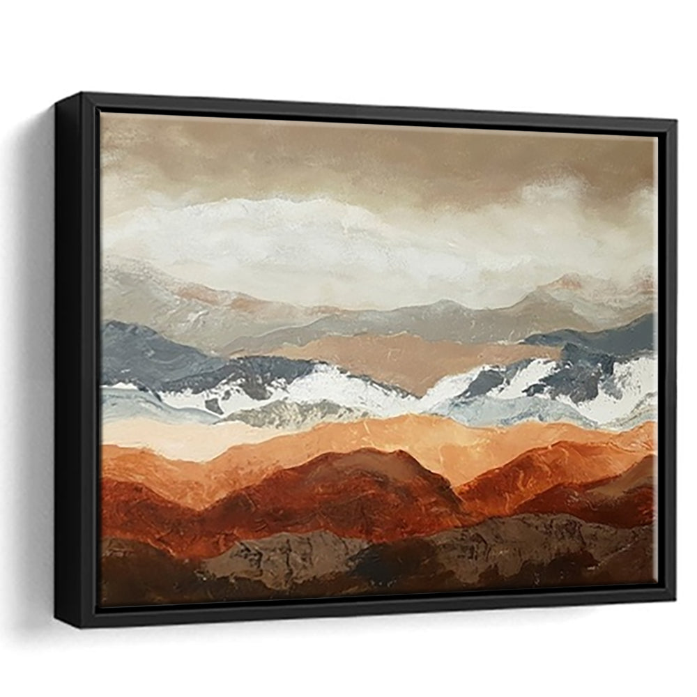 Soft Mountain View Large Stretched Canvas Floating Frame Wall Art Print, Framed Cavas Print, Floating Frame