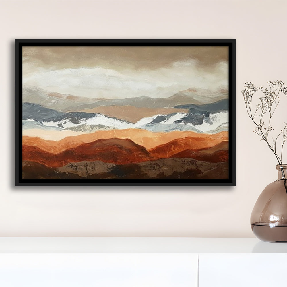 Soft Mountain View Large Stretched Canvas Floating Frame Wall Art Print, Framed Cavas Print, Floating Frame