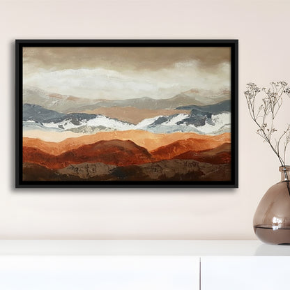 Soft Mountain View Large Stretched Canvas Floating Frame Wall Art Print, Framed Cavas Print, Floating Frame