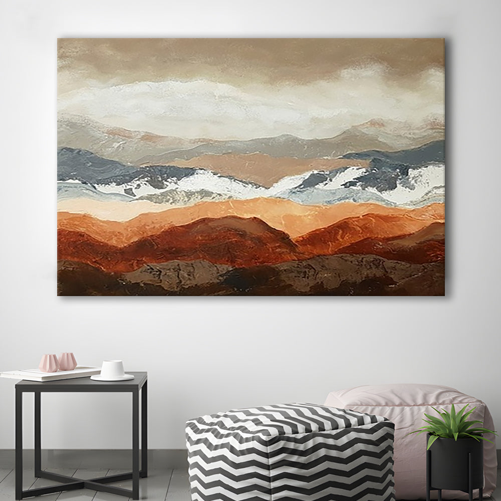 Soft Mountain View Large Stretched Canvas Floating Frame Wall Art Print, Cavas Print Wall Art Hom Decor