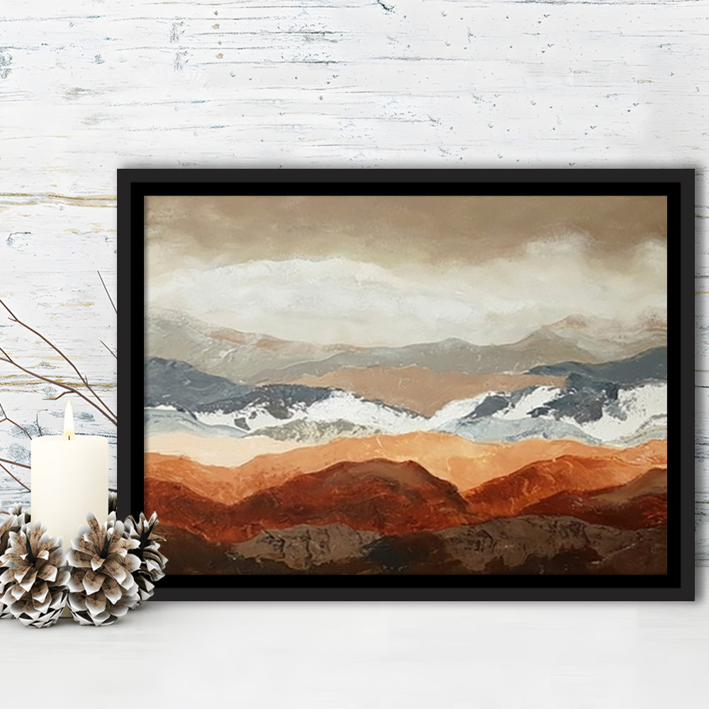 Soft Mountain View Large Stretched Canvas Floating Frame Wall Art Print, Framed Cavas Print, Floating Frame