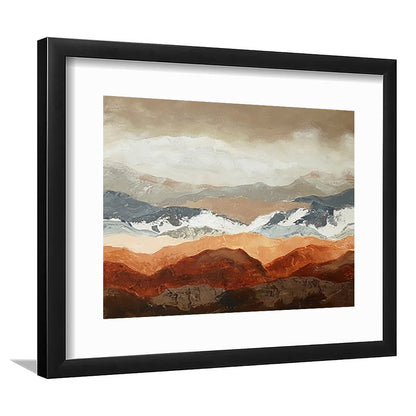 Soft Mountain View Large Stretched Floating Frame Wall Art Print, Framed Art Print White Border