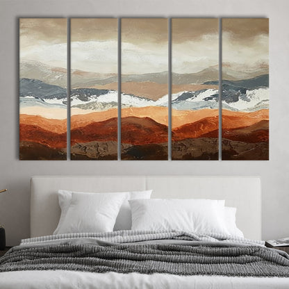 Soft Mountain View Large Stretched Canvas Floating Frame Wall Art Print, 5 Piece B Extra Large Cavas Print Wall Art Decor