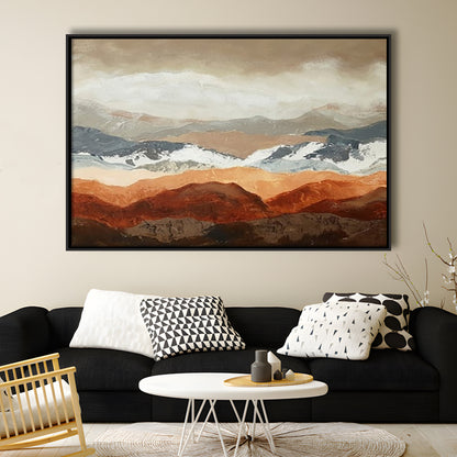 Soft Mountain View Large Stretched Canvas Floating Frame Wall Art Print, Framed Cavas Print, Floating Frame