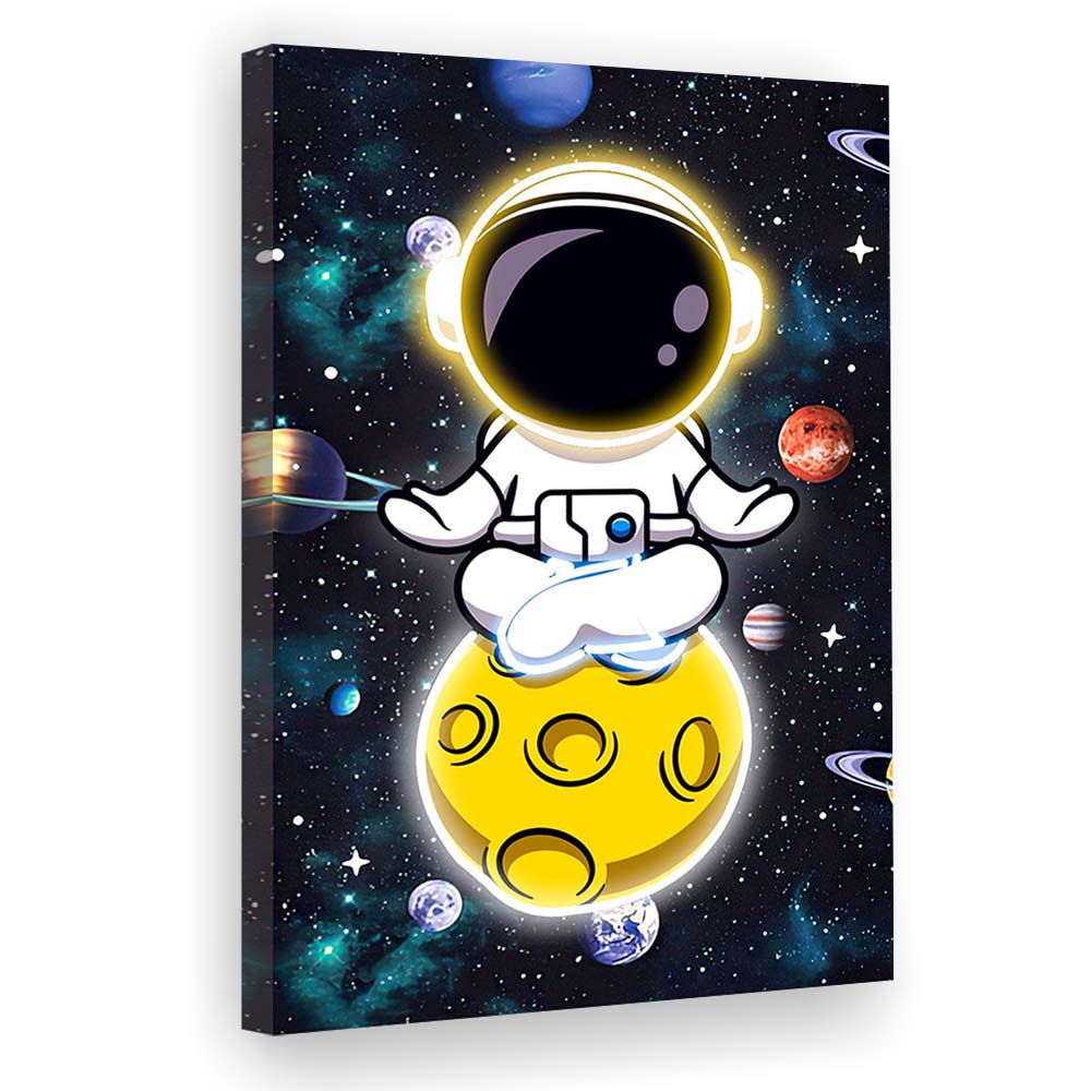 Solar System & Astronaut Boy, Canvas Print, Luxury Wall Art Decor, Modern Art
