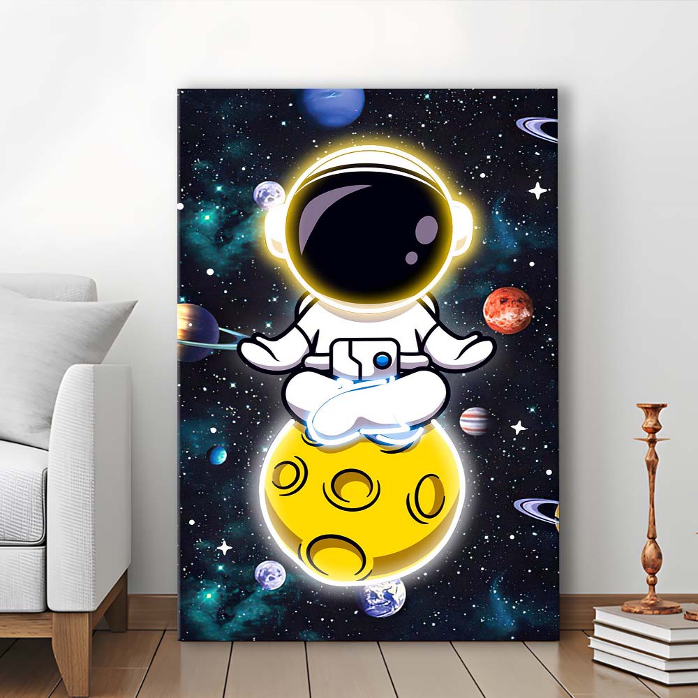 Solar System & Astronaut Boy, Canvas Print, Luxury Wall Art Decor, Modern Art