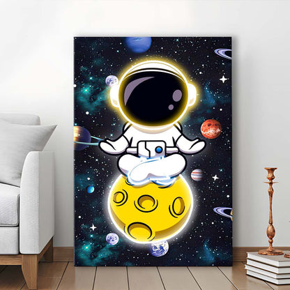 Solar System & Astronaut Boy, Canvas Print, Luxury Wall Art Decor, Modern Art