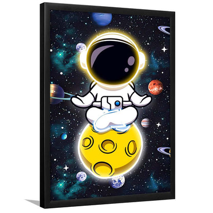 Solar System & Astronaut Boy, Framed Art Print, Picture Framed Wall Art Decor
