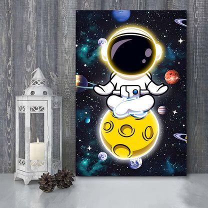Solar System & Astronaut Boy, Canvas Print, Luxury Wall Art Decor, Modern Art