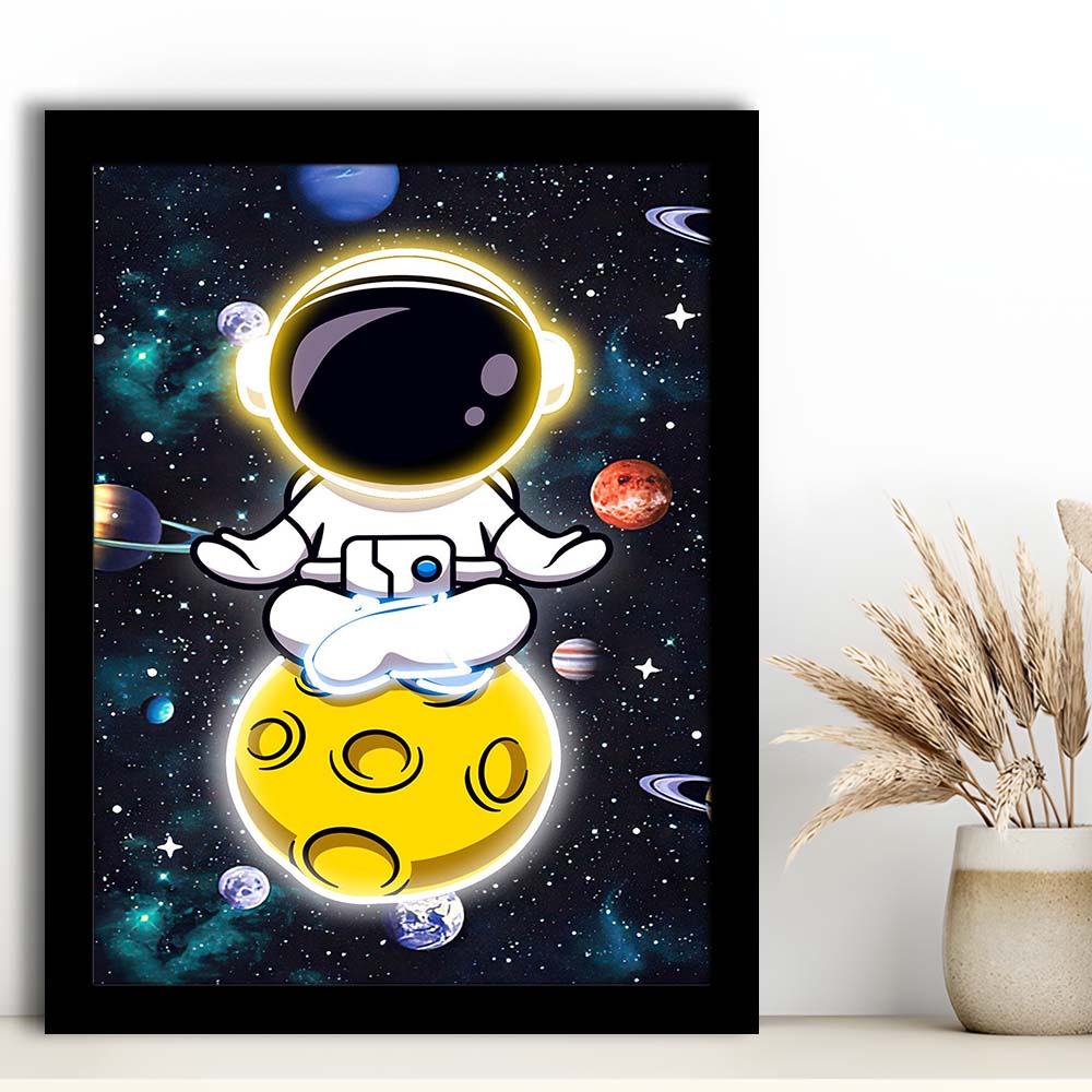 Solar System & Astronaut Boy, Framed Art Print, Picture Framed Wall Art Decor