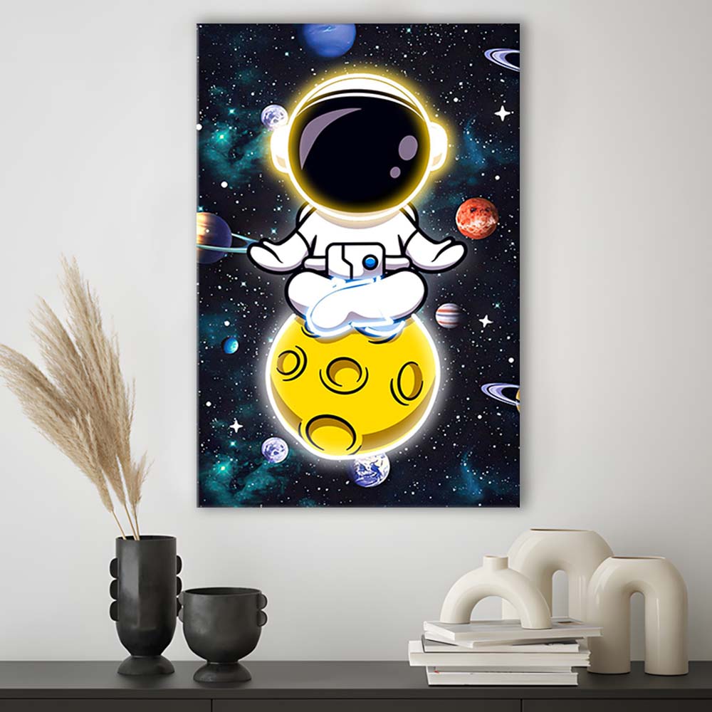 Solar System & Astronaut Boy, Canvas Print, Luxury Wall Art Decor, Modern Art