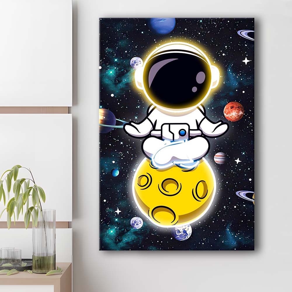 Solar System & Astronaut Boy, Canvas Print, Luxury Wall Art Decor, Modern Art