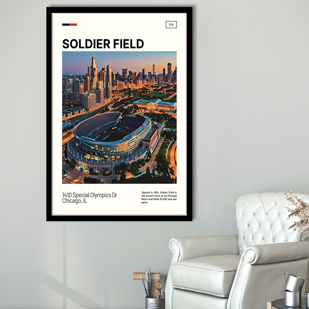 Soldier Field Print, Chicago Bears Stadium Art, Gifts for him, Sport Art, Framed Art Print Wall Decor