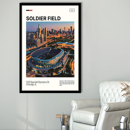 Soldier Field Print, Chicago Bears Stadium Art, Gifts for him, Sport Art, Framed Art Print Wall Decor
