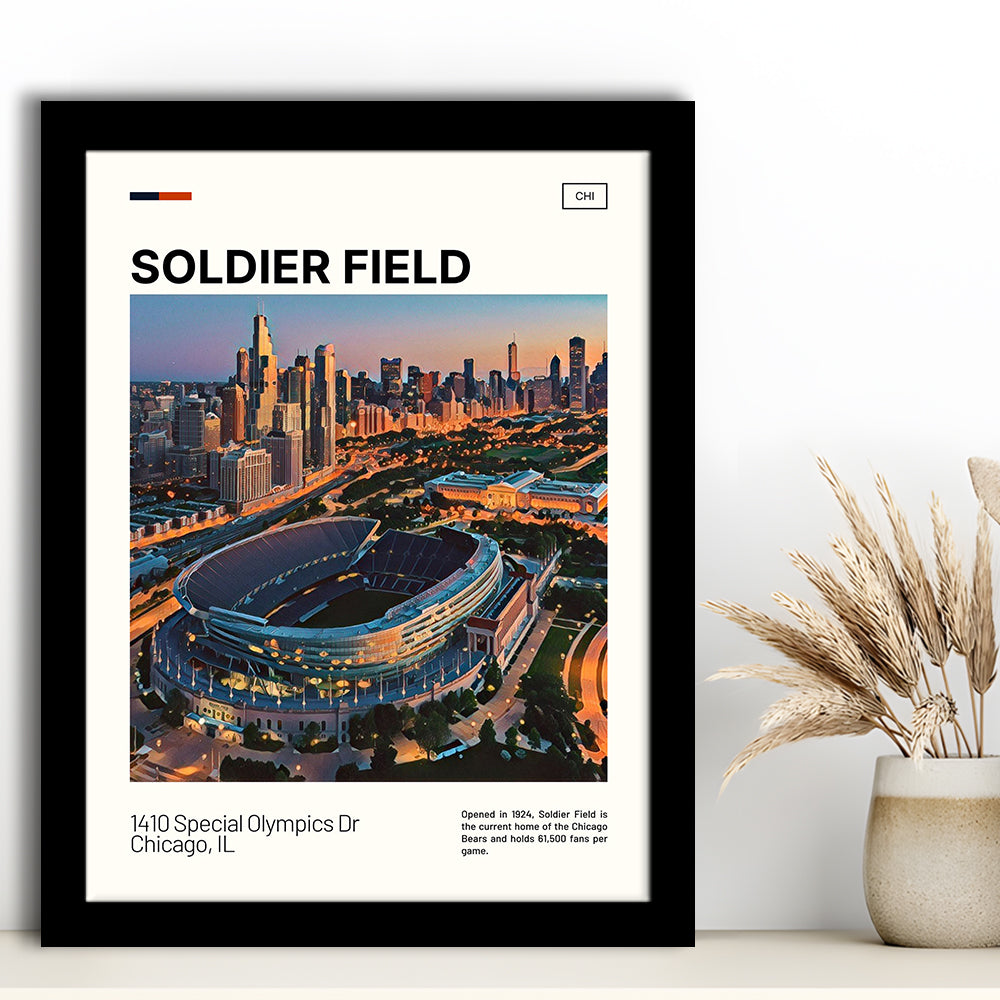Soldier Field Print, Chicago Bears Stadium Art, Gifts for him, Sport Art, Framed Art Print Wall Decor