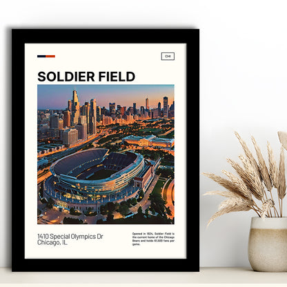 Soldier Field Print, Chicago Bears Stadium Art, Gifts for him, Sport Art, Framed Art Print Wall Decor