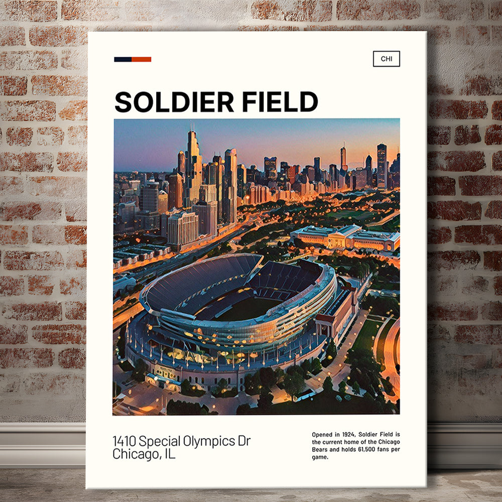 Soldier Field Print, Chicago Bears Stadium Canvas Art, Fan Gifts, Sport Art, Canvas Print Wall Art