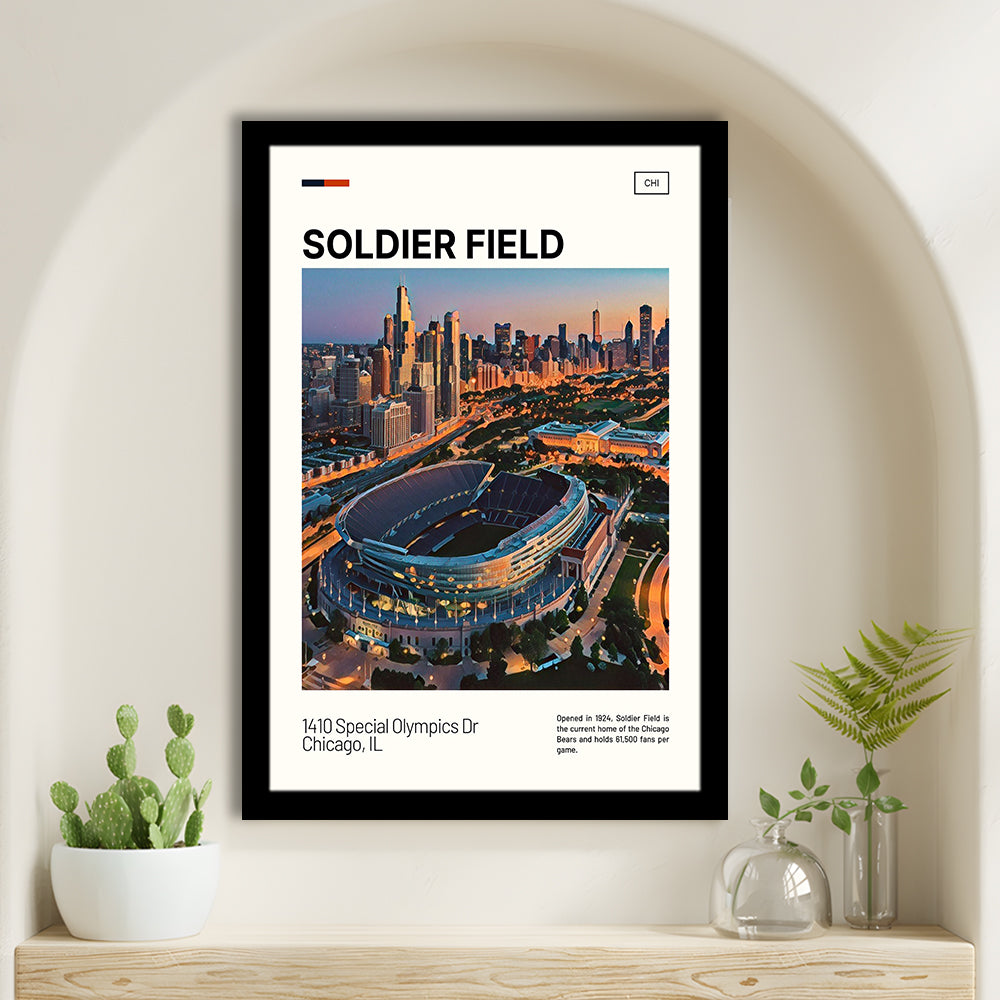 Soldier Field Print, Chicago Bears Stadium Art, Gifts for him, Sport Art, Framed Art Print Wall Decor