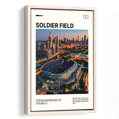 Soldier Field Print, Chicago Bears Stadium Canvas Art, Man Cave Gift, Floating Framed Canvas Print Wall Art
