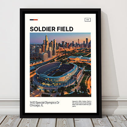 Soldier Field Print, Chicago Bears Stadium Canvas Art, Man Cave Gift, Floating Framed Canvas Print Wall Art